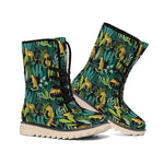 Tropical Jaguar Pattern Print Winter Boots