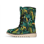 Tropical Jaguar Pattern Print Winter Boots