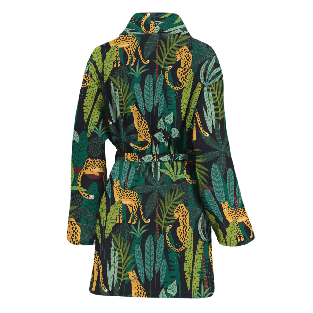 Tropical Jaguar Pattern Print Women's Bathrobe