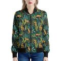 Tropical Jaguar Pattern Print Women's Bomber Jacket
