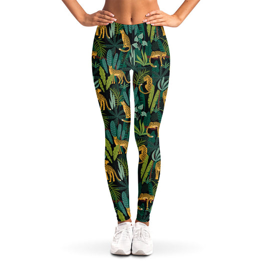 Tropical Jaguar Pattern Print Women's Leggings