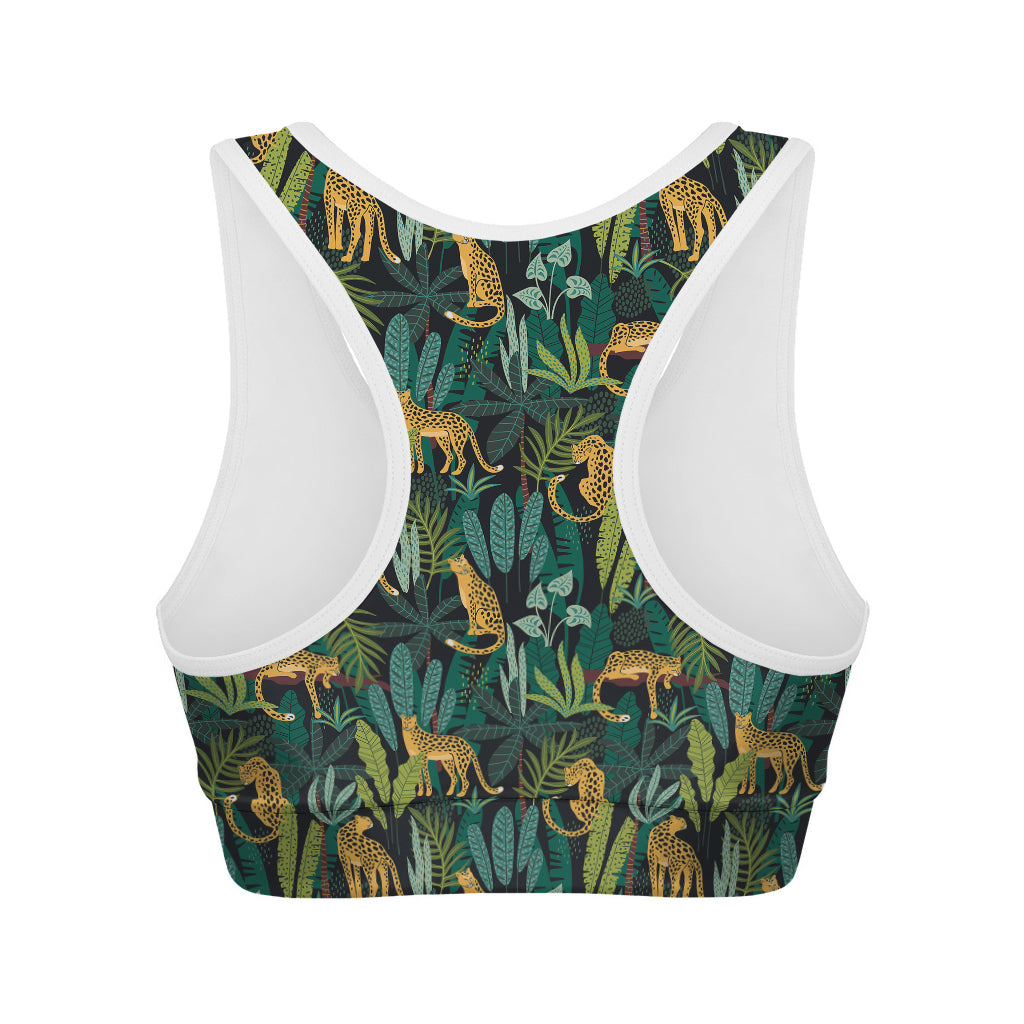 Tropical Jaguar Pattern Print Women's Sports Bra
