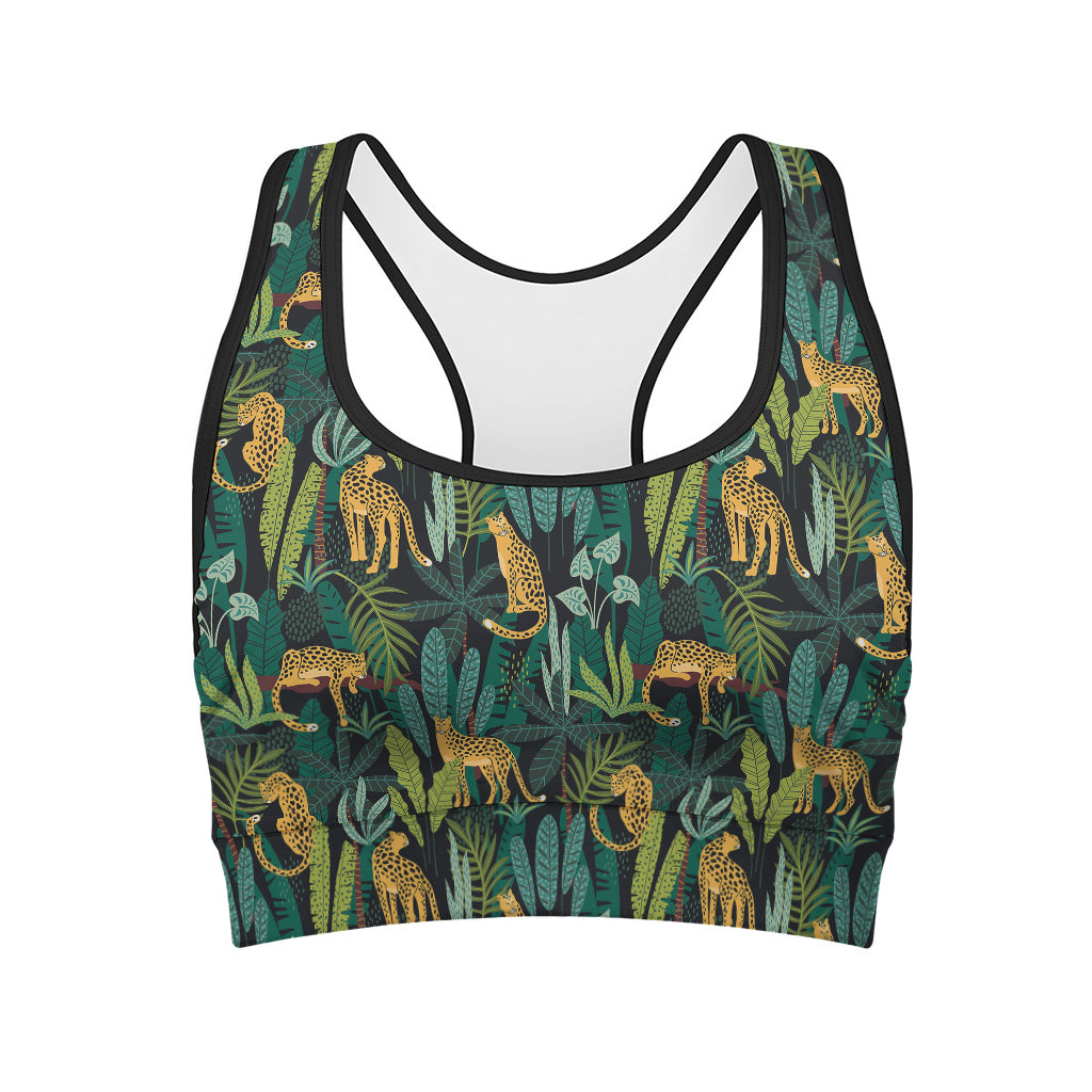 Tropical Jaguar Pattern Print Women's Sports Bra