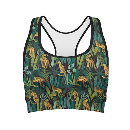 Tropical Jaguar Pattern Print Women's Sports Bra