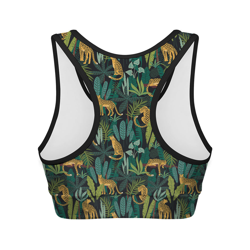 Tropical Jaguar Pattern Print Women's Sports Bra