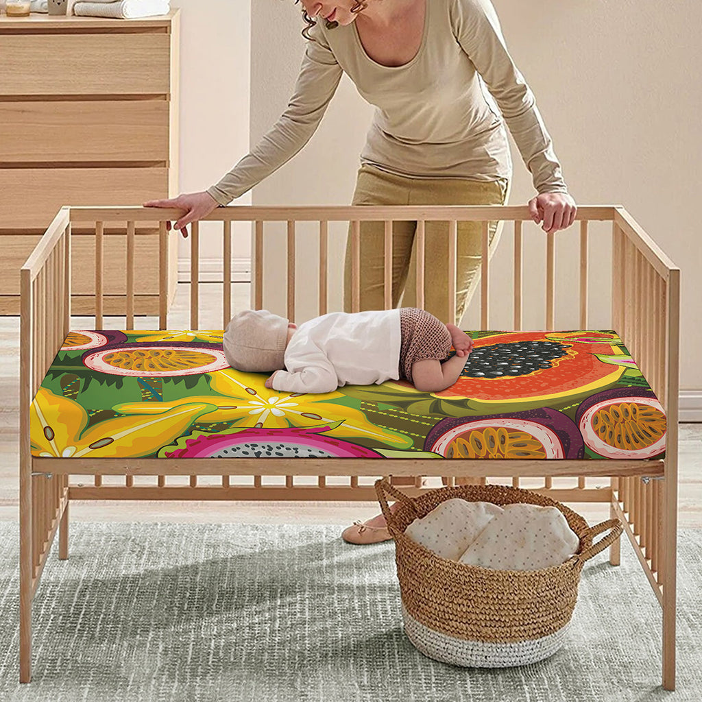 Tropical Jungle Fruits Pattern Print Baby Crib Sheet