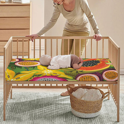 Tropical Jungle Fruits Pattern Print Baby Crib Sheet