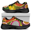 Tropical Jungle Fruits Pattern Print Black Chunky Shoes