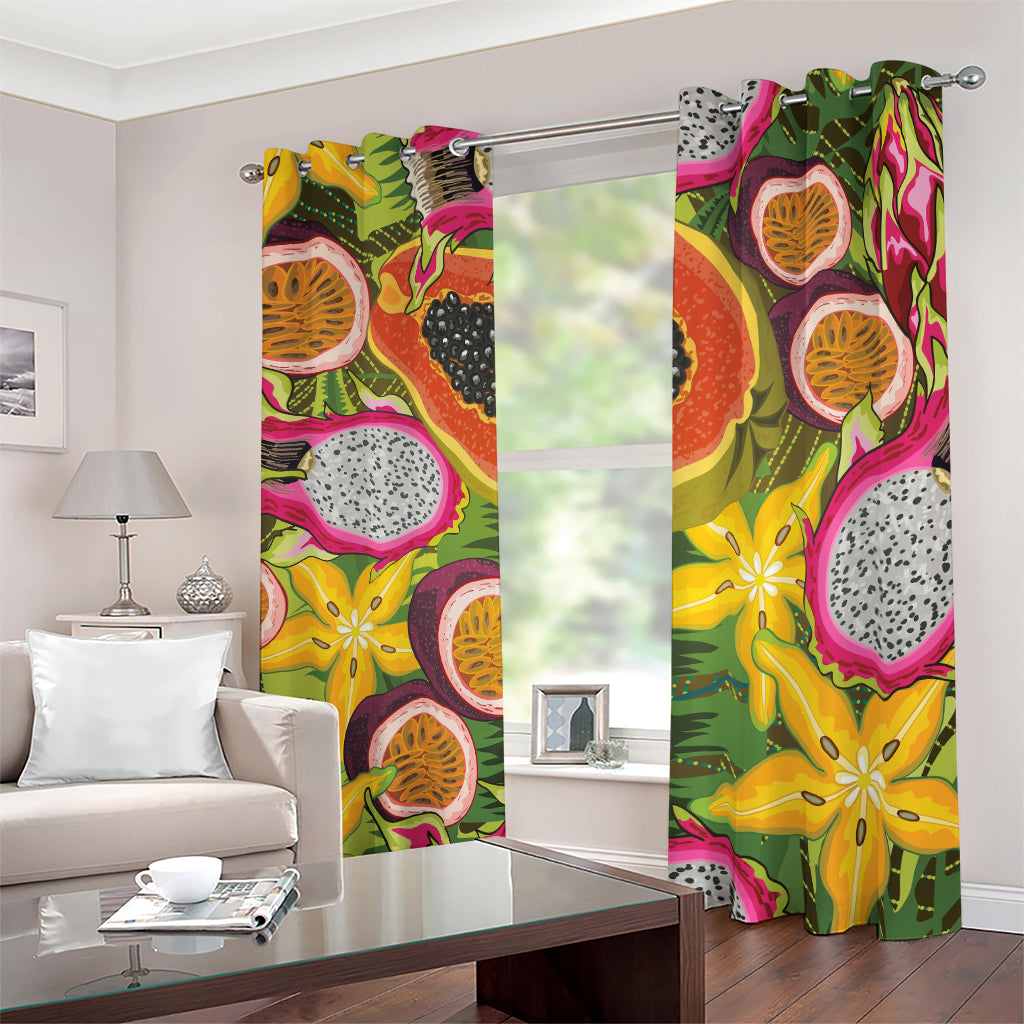 Tropical Jungle Fruits Pattern Print Blackout Grommet Curtains