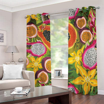 Tropical Jungle Fruits Pattern Print Blackout Grommet Curtains