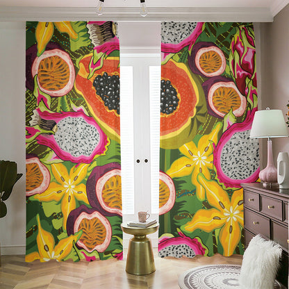 Tropical Jungle Fruits Pattern Print Blackout Pencil Pleat Curtains