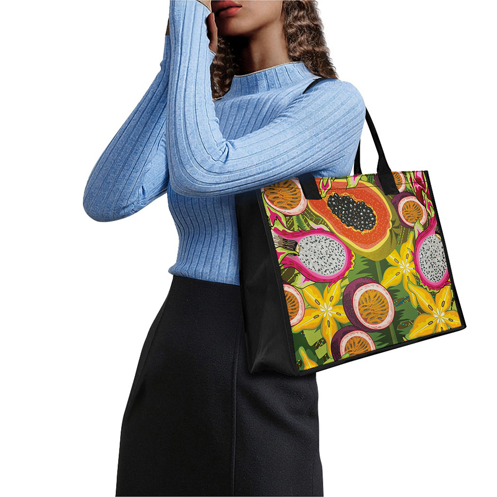 Tropical Jungle Fruits Pattern Print Canvas Tote Bag