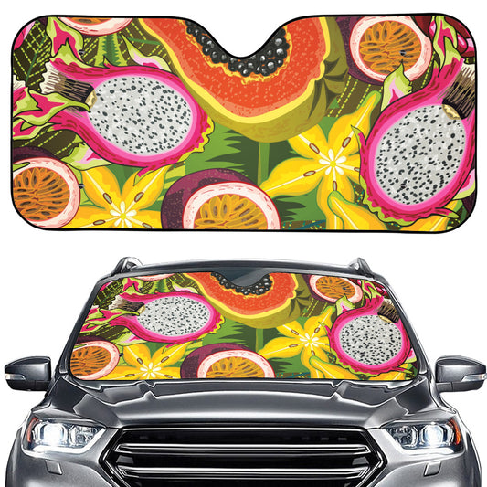 Tropical Jungle Fruits Pattern Print Car Windshield Sun Shade