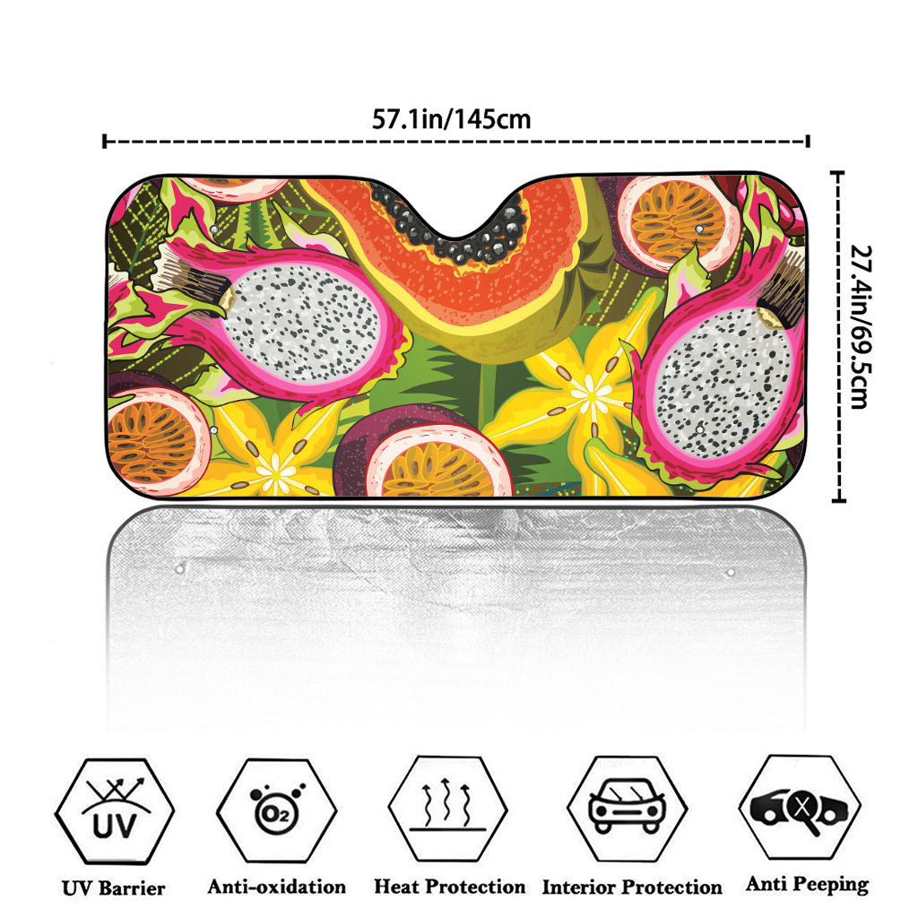 Tropical Jungle Fruits Pattern Print Car Windshield Sun Shade