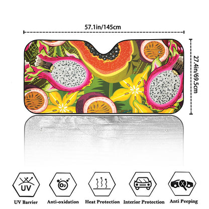 Tropical Jungle Fruits Pattern Print Car Windshield Sun Shade