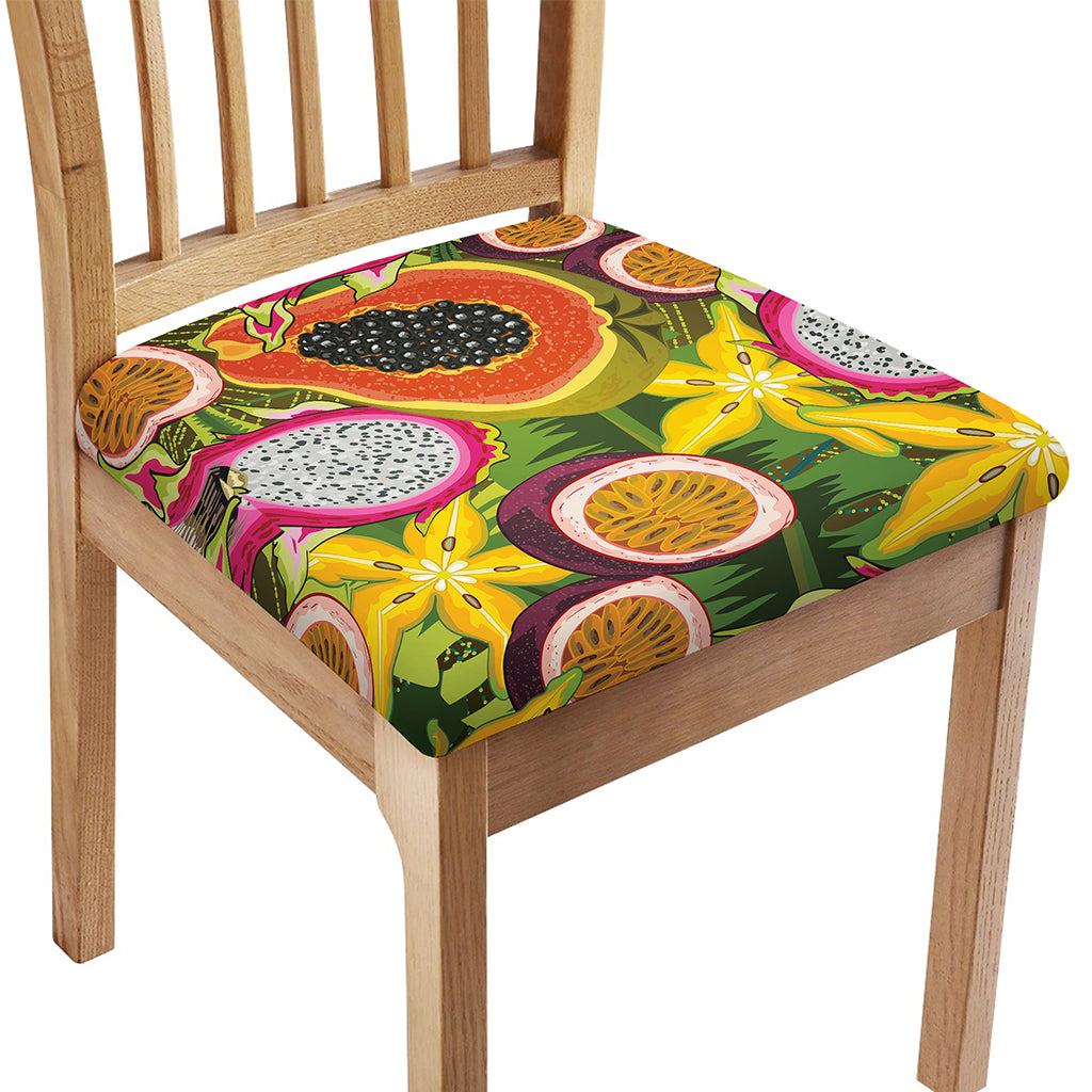Tropical Jungle Fruits Pattern Print Chair Cushion Cover