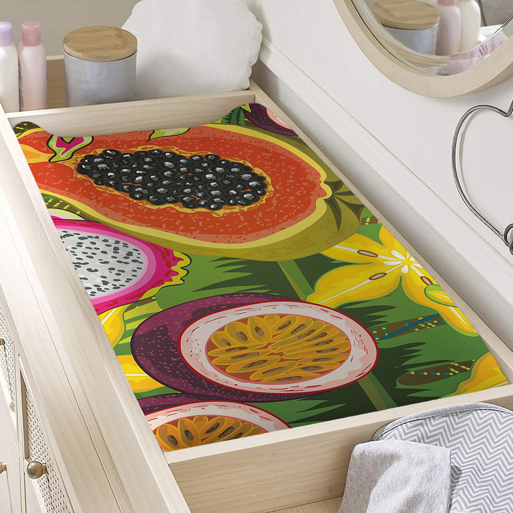 Tropical Jungle Fruits Pattern Print Changing Pad Cover