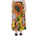 Tropical Jungle Fruits Pattern Print Chiffon Maxi Skirt