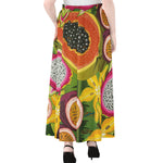 Tropical Jungle Fruits Pattern Print Chiffon Maxi Skirt