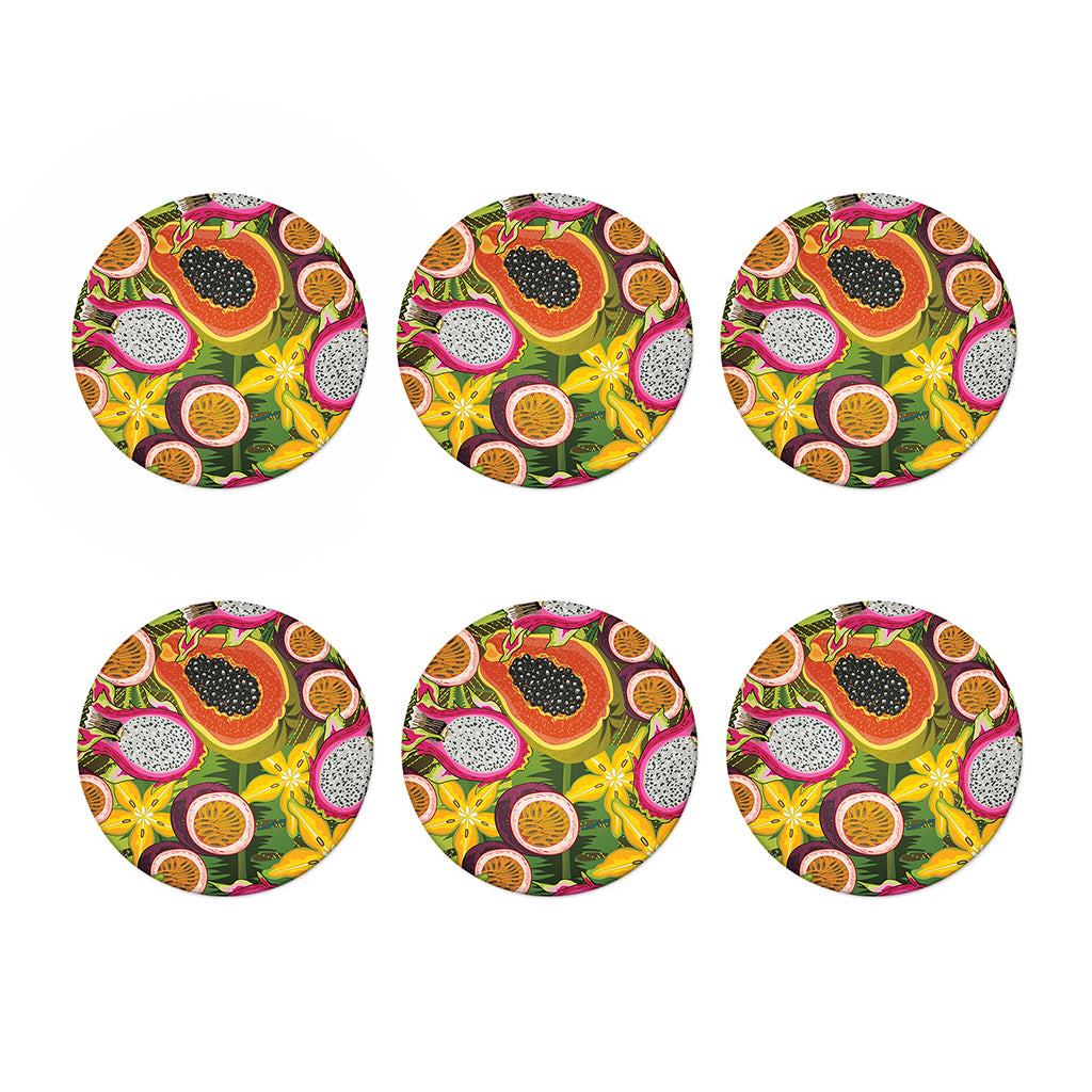 Tropical Jungle Fruits Pattern Print Coaster Set