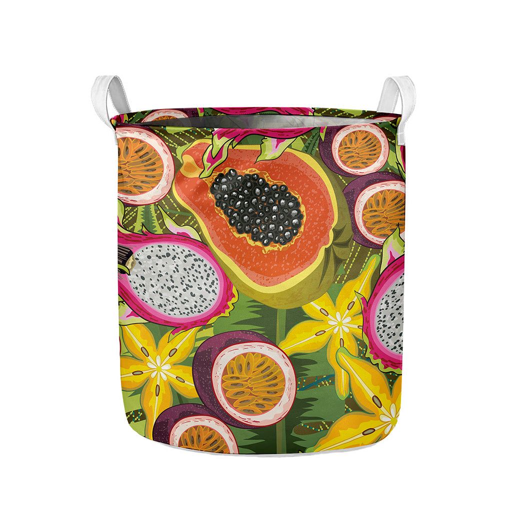 Tropical Jungle Fruits Pattern Print Collapsible Laundry Basket