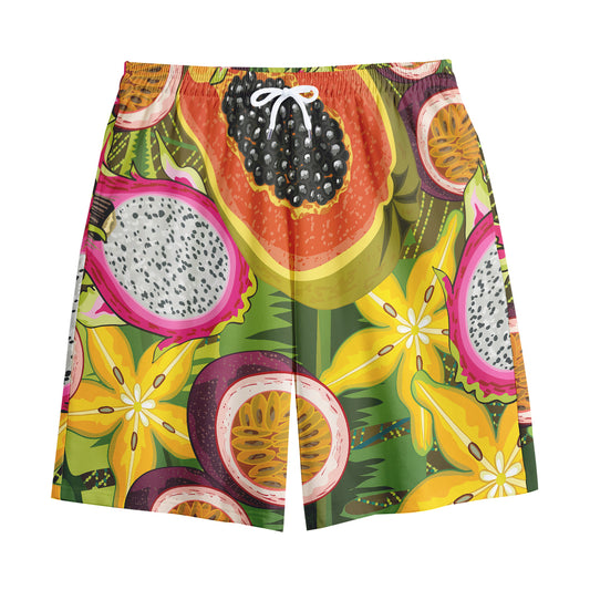 Tropical Jungle Fruits Pattern Print Cotton Shorts