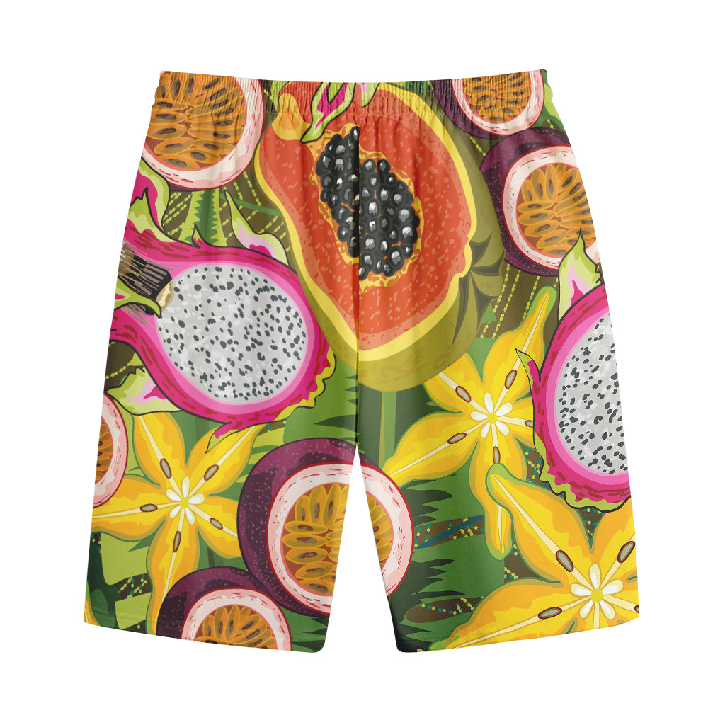 Tropical Jungle Fruits Pattern Print Cotton Shorts