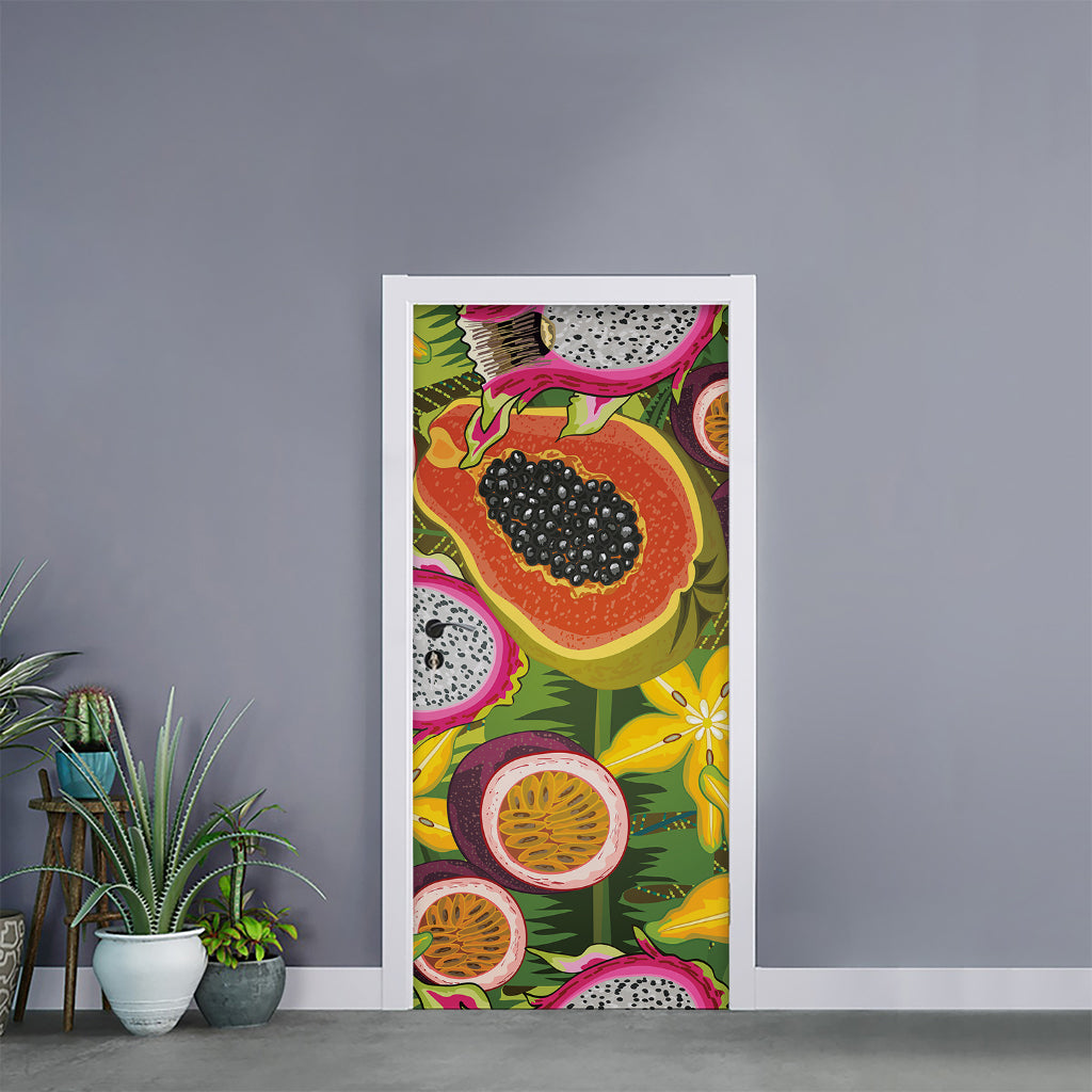 Tropical Jungle Fruits Pattern Print Door Sticker