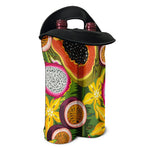 Tropical Jungle Fruits Pattern Print Double Neoprene Wine Tote