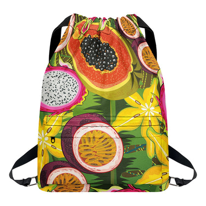 Tropical Jungle Fruits Pattern Print Drawstring Backpack