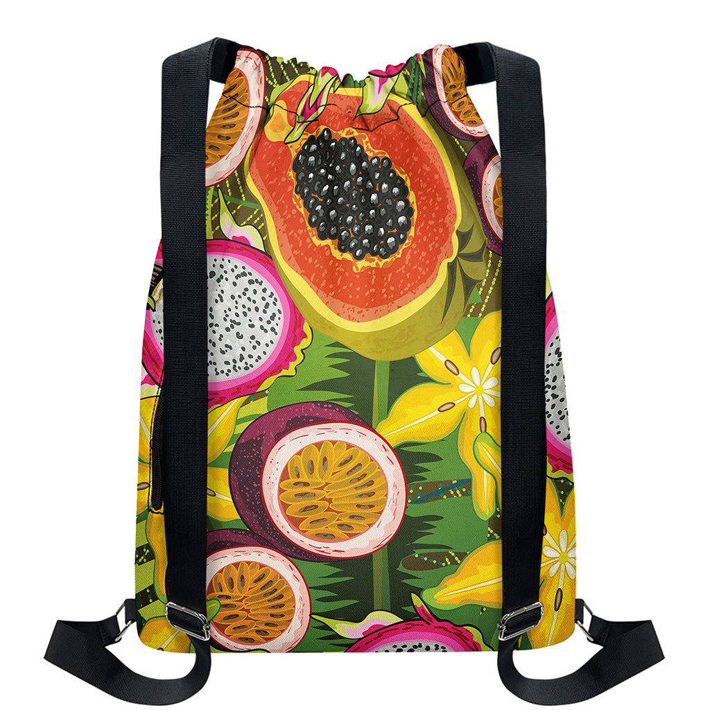 Tropical Jungle Fruits Pattern Print Drawstring Backpack