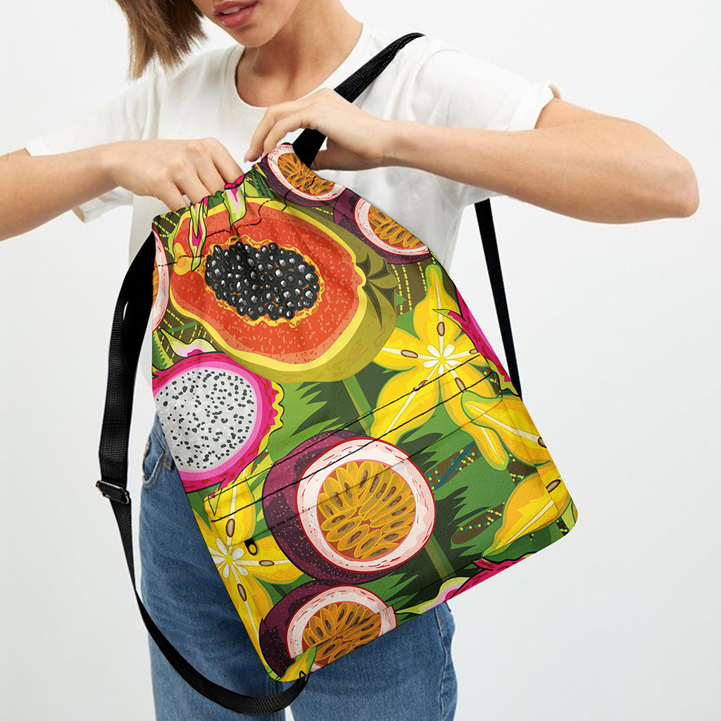Tropical Jungle Fruits Pattern Print Drawstring Backpack