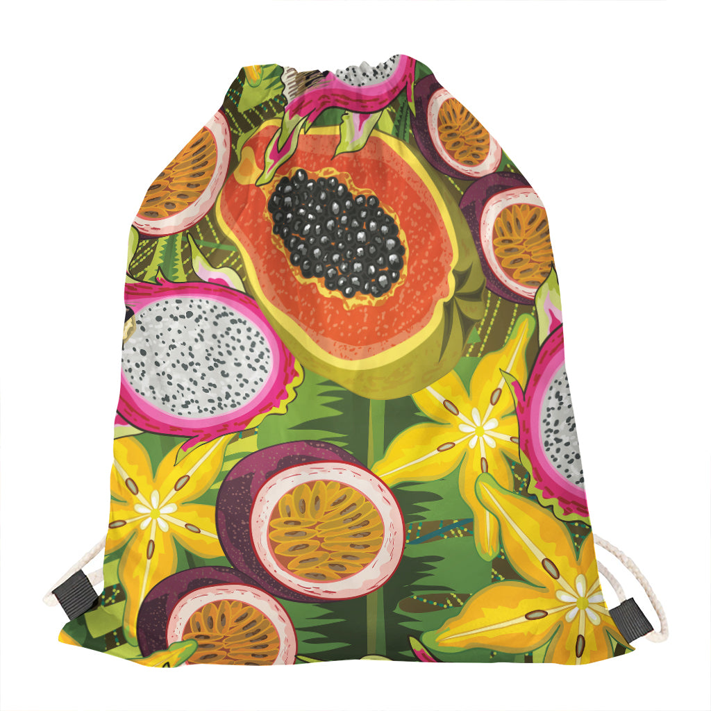 Tropical Jungle Fruits Pattern Print Drawstring Bag
