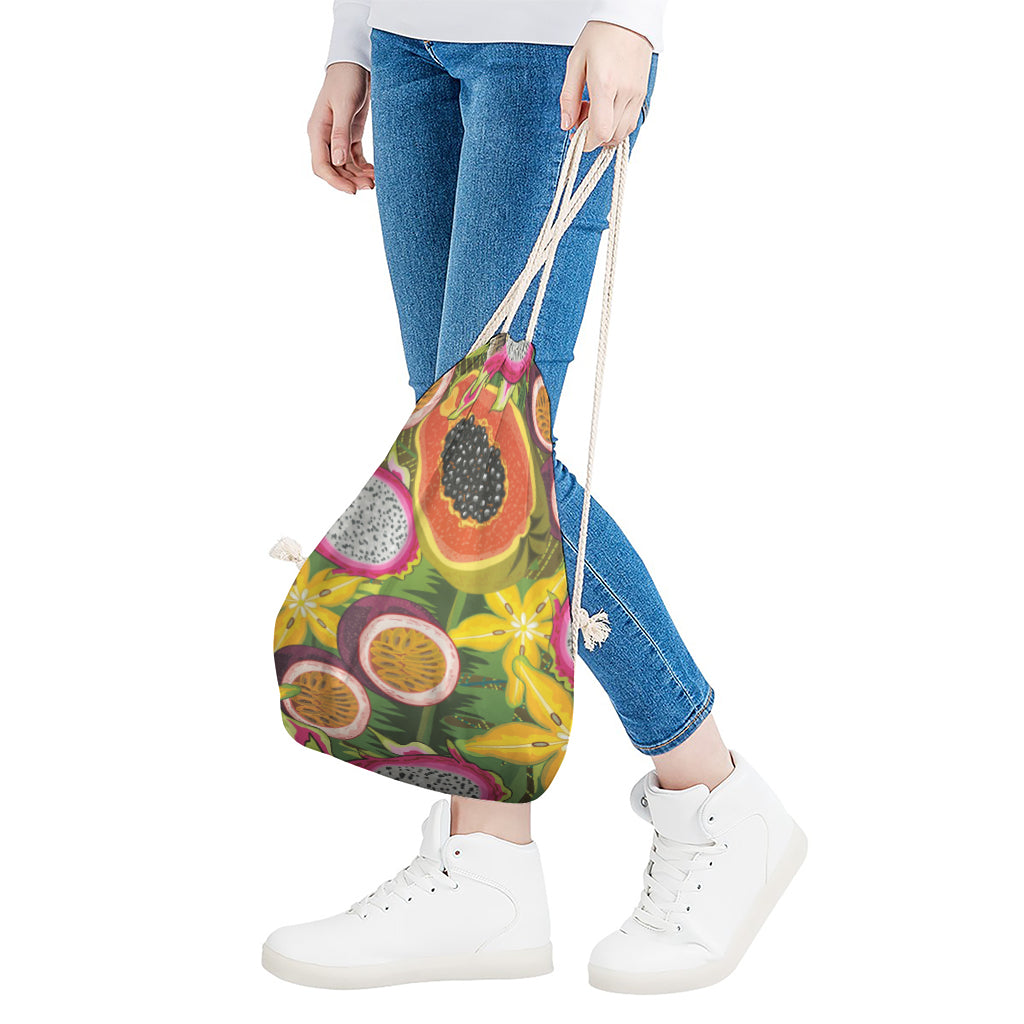Tropical Jungle Fruits Pattern Print Drawstring Bag