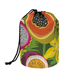 Tropical Jungle Fruits Pattern Print Drawstring Makeup Bag
