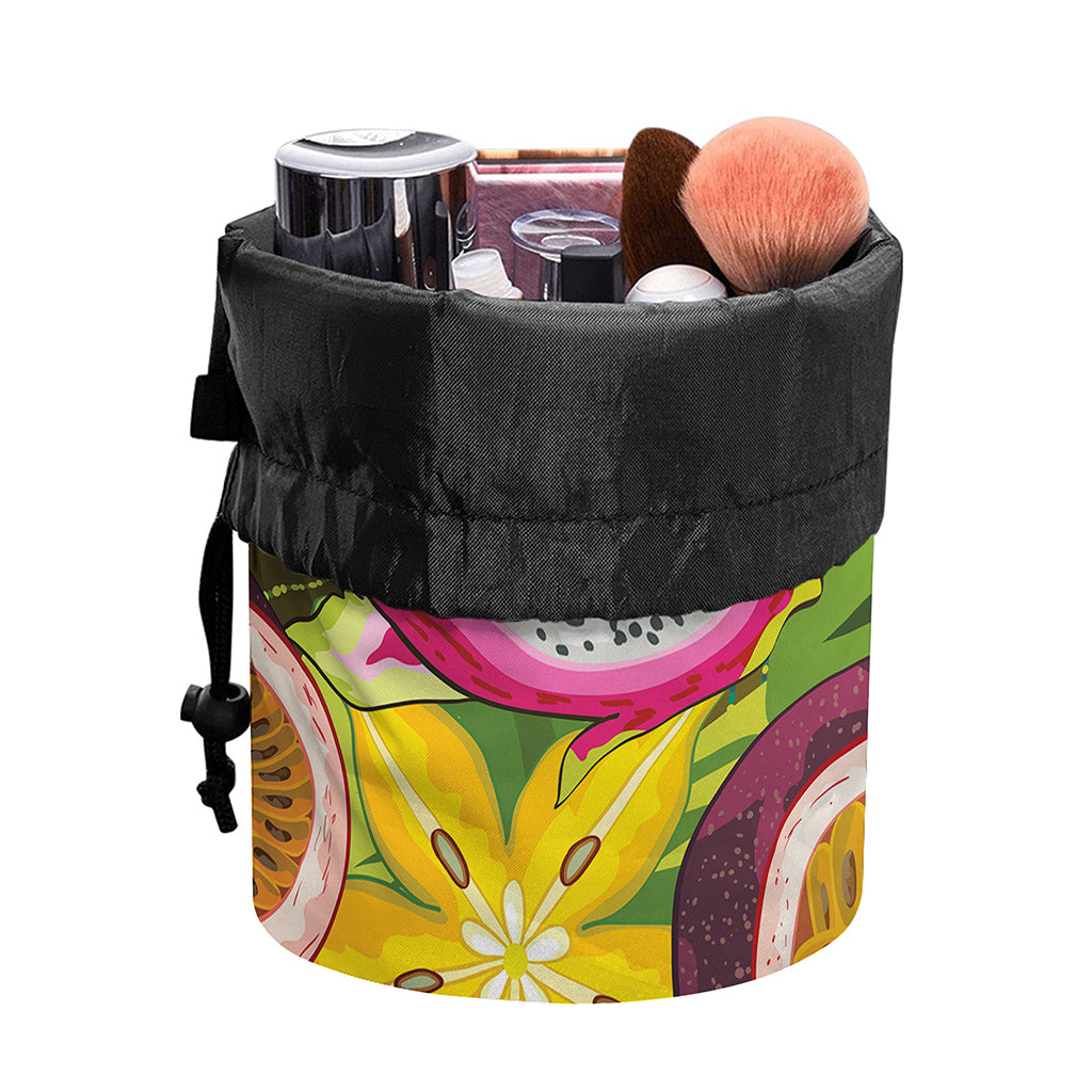 Tropical Jungle Fruits Pattern Print Drawstring Makeup Bag