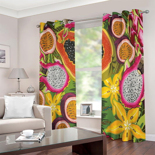 Tropical Jungle Fruits Pattern Print Extra Wide Grommet Curtains