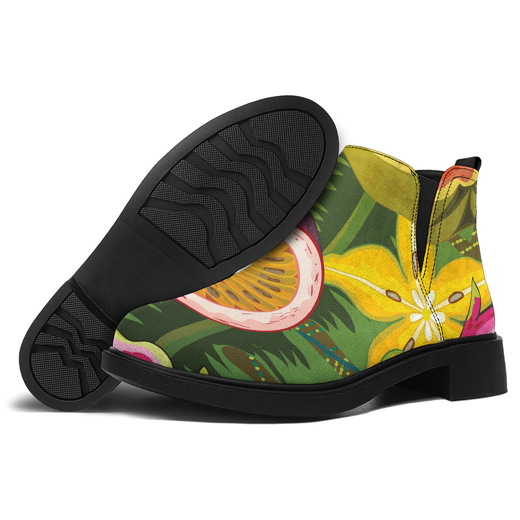 Tropical Jungle Fruits Pattern Print Flat Ankle Boots