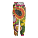 Tropical Jungle Fruits Pattern Print Fleece Lined Knit Pants