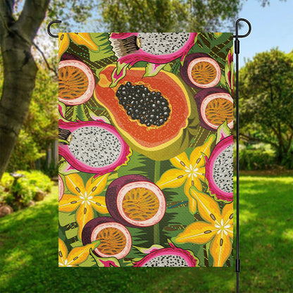 Tropical Jungle Fruits Pattern Print Garden Flag