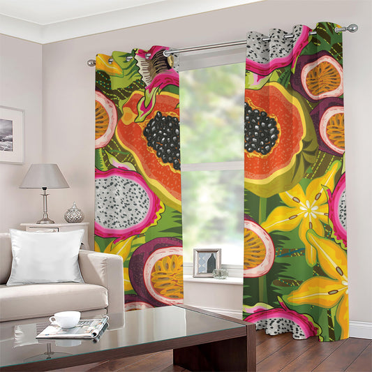 Tropical Jungle Fruits Pattern Print Grommet Curtains