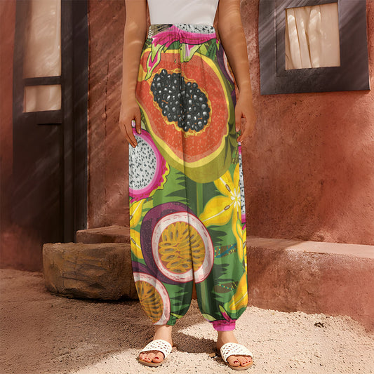 Tropical Jungle Fruits Pattern Print Harem Pants