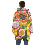 Tropical Jungle Fruits Pattern Print Hoodie Blanket
