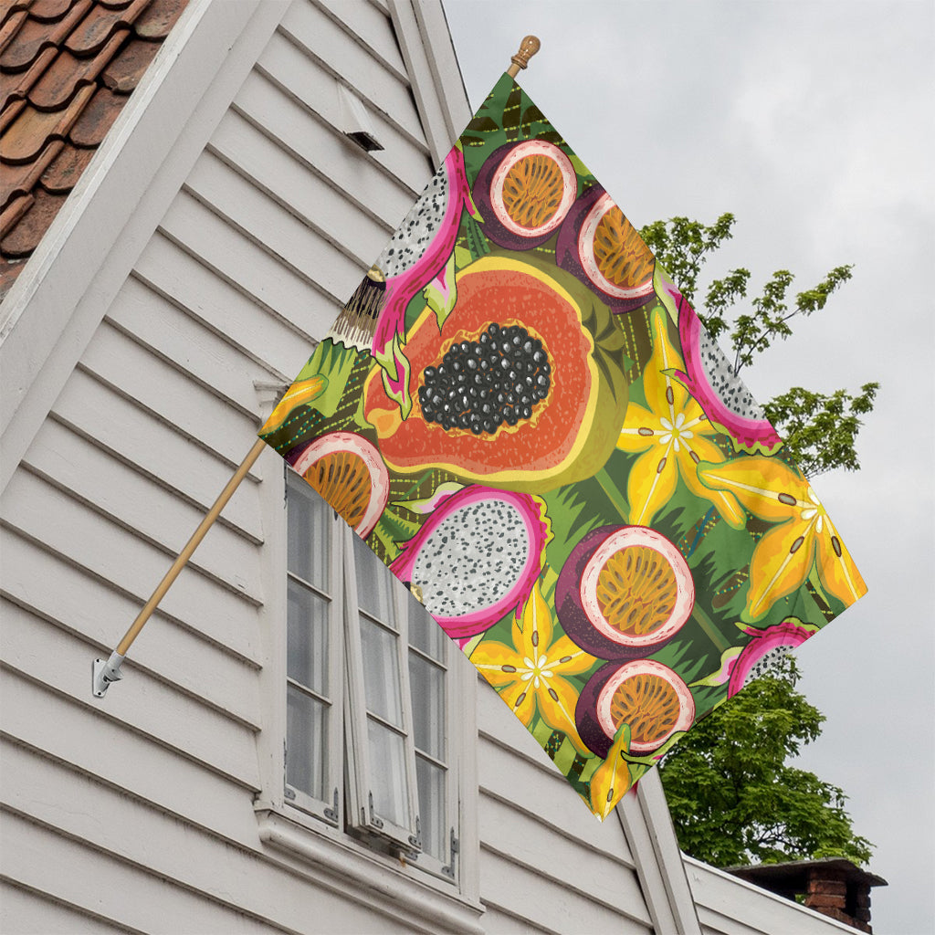Tropical Jungle Fruits Pattern Print House Flag