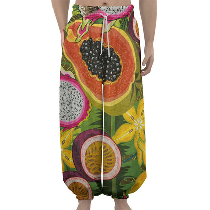 Tropical Jungle Fruits Pattern Print Lantern Pants