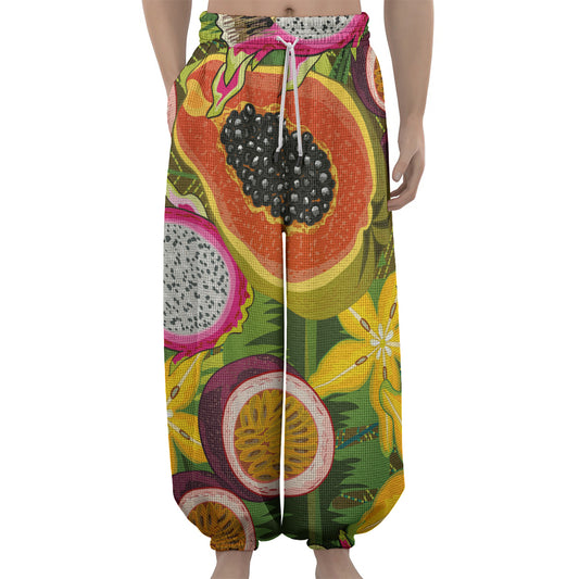 Tropical Jungle Fruits Pattern Print Lantern Pants