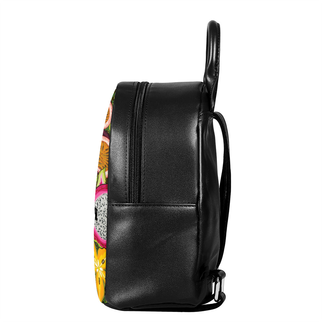 Tropical Jungle Fruits Pattern Print Leather Backpack