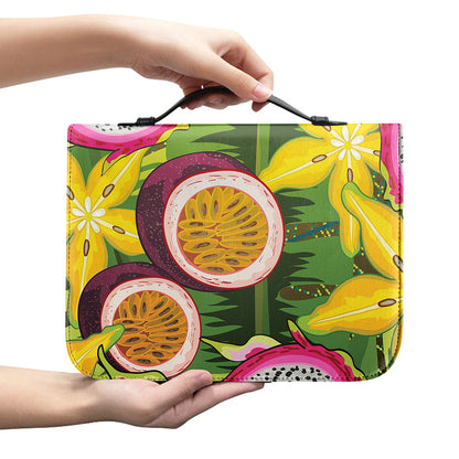 Tropical Jungle Fruits Pattern Print Leather Bible Cover