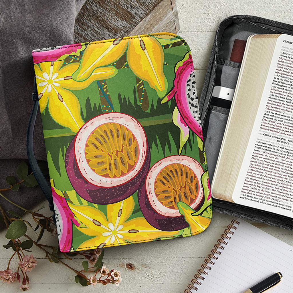 Tropical Jungle Fruits Pattern Print Leather Bible Cover