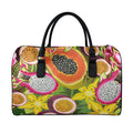 Tropical Jungle Fruits Pattern Print Leather Duffel Bag